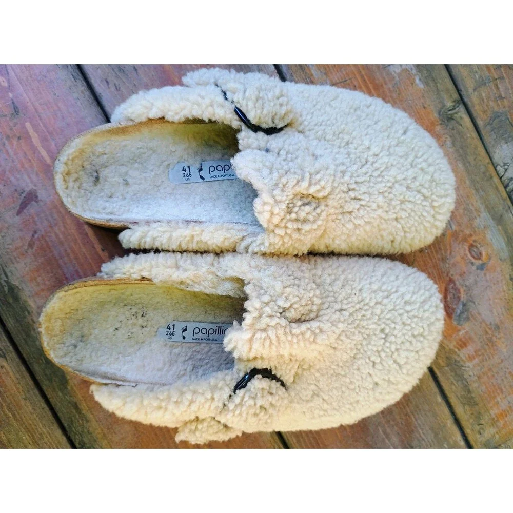 Birkenstock Papillio Boston Big Buckle Shearling Eggshell EU41 Ladies 10 Clog